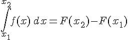 \int\limits_{x_1}^{x_2} f(x)\, dx = F(x_2) - F(x_1)